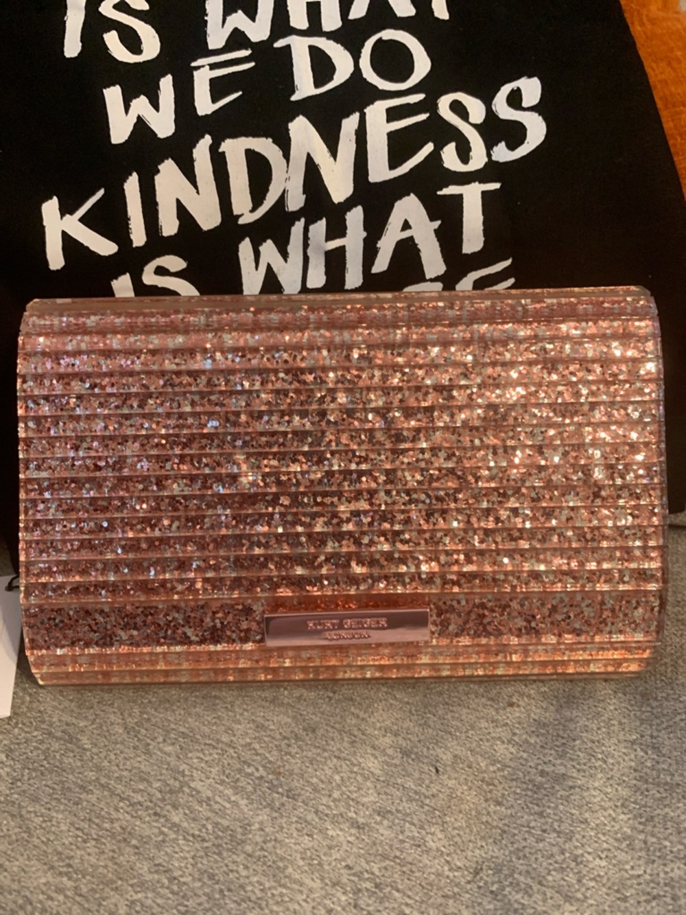 Kurt Geiger London Party Eagle Glitter Pink Clutch crossbody evening purse NWT - Picture 7 of 7